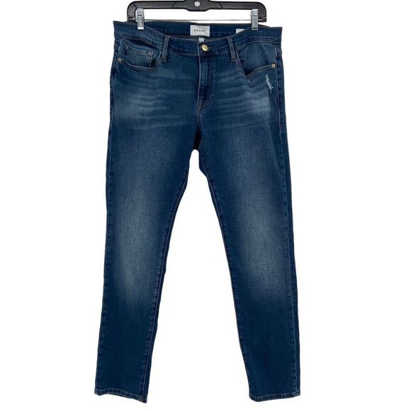Frame Le Garçon Midrise Straight Leg Jeans In Azure Wash Size 31 Style LGJ779 - Picture 1 of 10